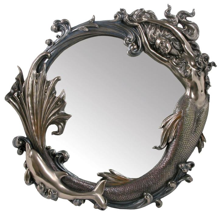 N 371 Wall Mirror Mermaid And Dolphin 68cmh X 59cmw